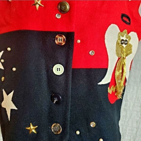 BMW Designs Vtg Christmas Angel & Stars Vest Size Large - Picture 7 of 12